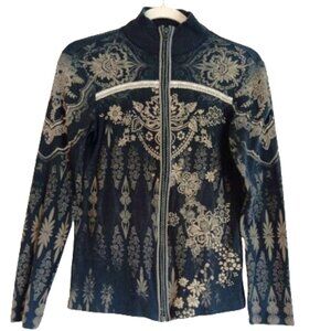 Skinny Minnie‎ Women Medium Bling Black Y2K Cotton Long Sleeve Full Zip Jacket